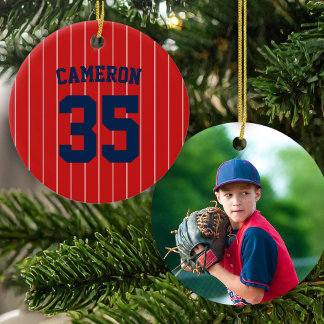 Fully Editable Colours Baseball Jersey Stripes Nam Ceramic Tree Decoration