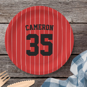 Fully Editable Colours Baseball Jersey Stripes Nam Paper Plate