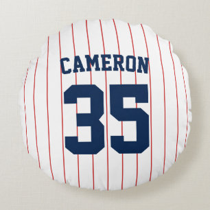 Fully Editable Colours Baseball Jersey Stripes Nam Round Cushion
