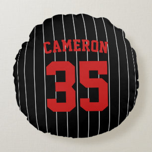 Fully Editable Colours Baseball Jersey Stripes Nam Round Cushion