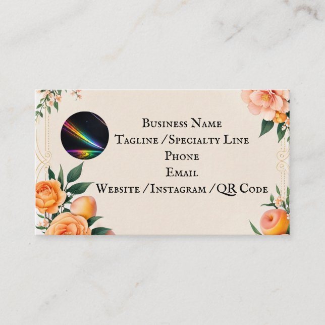 Fully editable Elegant Peach Floral Business Card (Front)