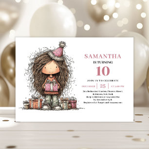 Fully Editable Girl Birthday Invitation Digital
