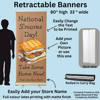 Fully Editable S'mores Day Retractable Banner