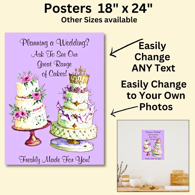 Fully Editable Wedding Cakes Poster (Creator Uploaded)