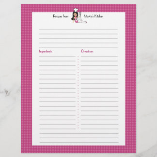 Fully Illustrated Recipe Page Custom Letterhead
