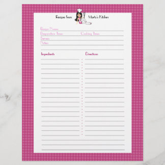 Fully Illustrated Recipe Page Custom Letterhead