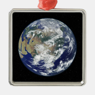 Fully lit Earth centred on Asia Metal Tree Decoration