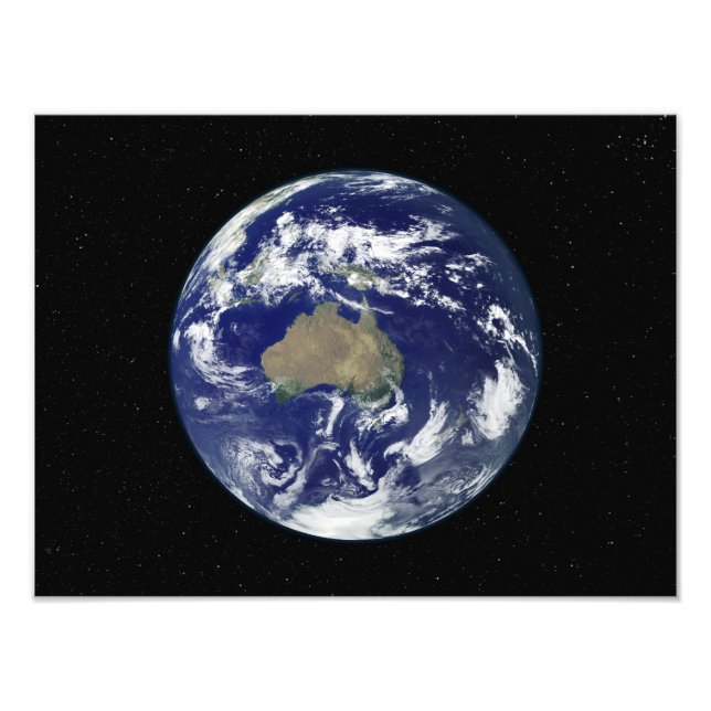 Fully lit Earth centred on Australia and Ocean Photo Print (Front)