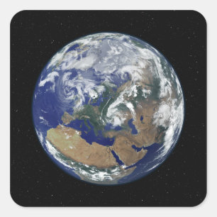 Fully lit Earth centred on Europe Square Sticker