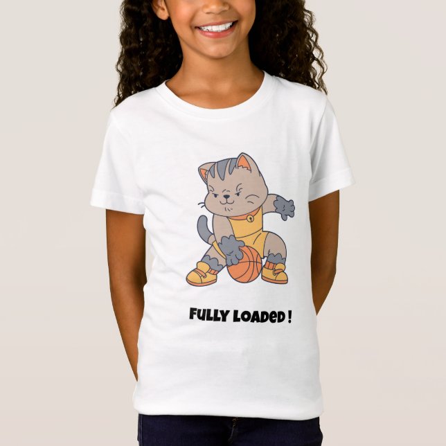 Fully loaded - a Funny Cat-Basketball T-Shirt (Front)