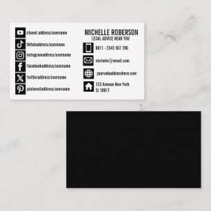 Fully personalised social media and info icon  business card