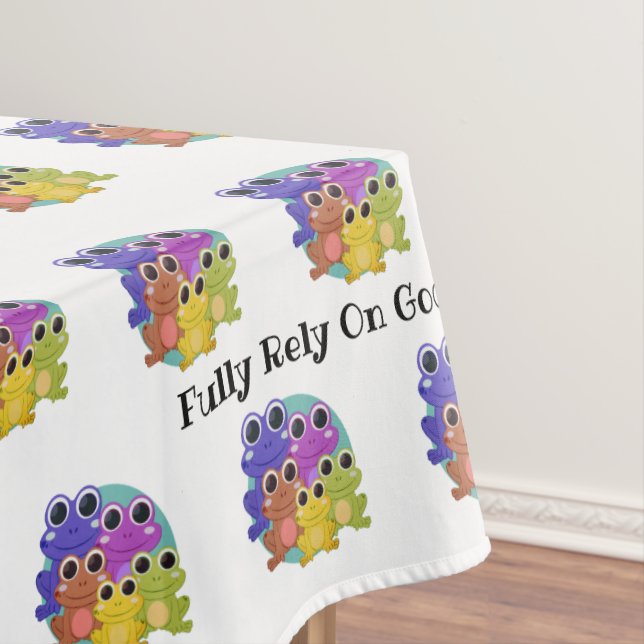 Fully Rely On God Colourful Custom FROG Tablecloth (In Situ)