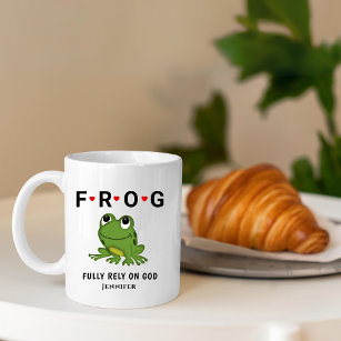   Fully Rely on God Frog Hearts Personalised Coffee Mug