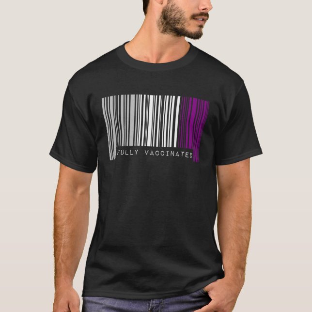 Fully Vaccinated Barcode Asexual Pride Flag Aesthe T-Shirt (Front)