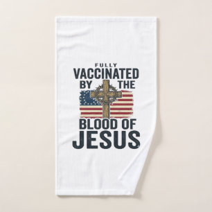 Fully Vaccinated by the Blood of Jesus Patriotic S Hand Towel