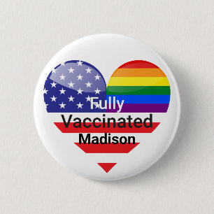 Fully Vaccinated Heart 6 Cm Round Badge