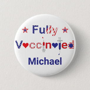 Fully Vaccinated in Stars and Stripes 6 Cm Round Badge