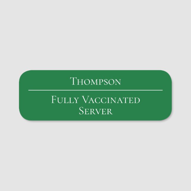 Fully Vaccinated Server Business Green Name Tag (Front)