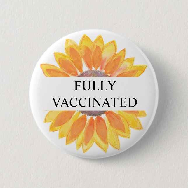 Fully Vaccinated Sunflower Button (Front)