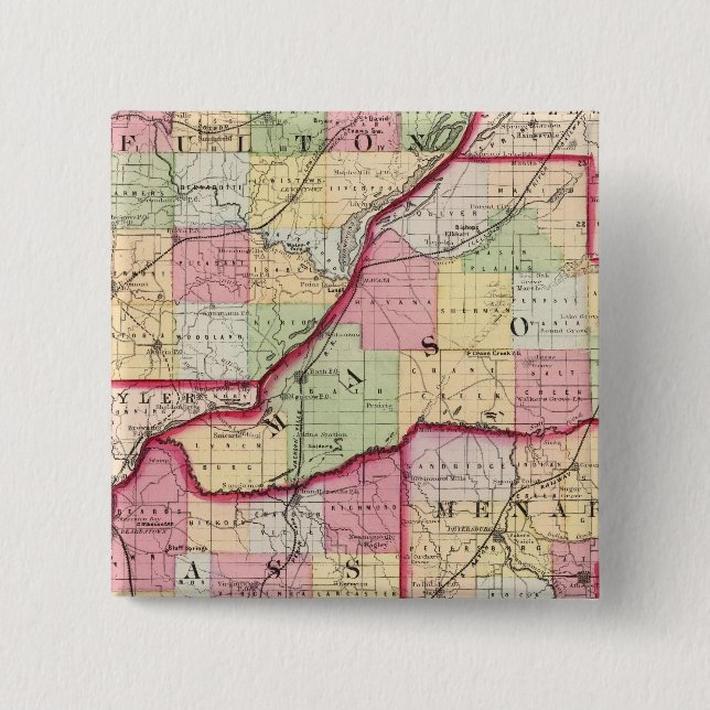 Fulton, Mason, Cass, Menard counties 15 Cm Square Badge (Front)