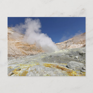 Fumarole, brimstone field in crater active volcano postcard