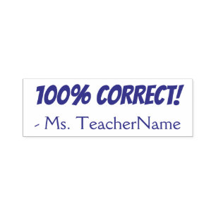 Fun "100% CORRECT!" Acknowledgement Rubber Stamp