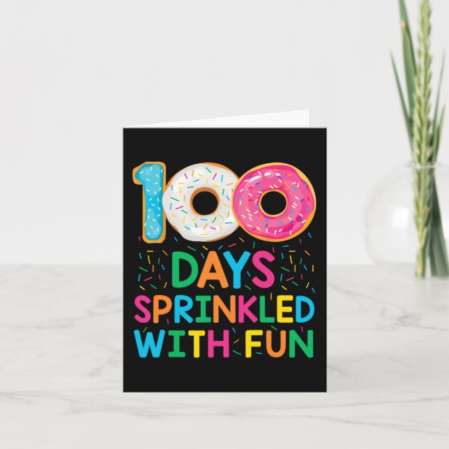 Fun 100 Days Sprinkled With Fun Doughnut School Te Card (Front)