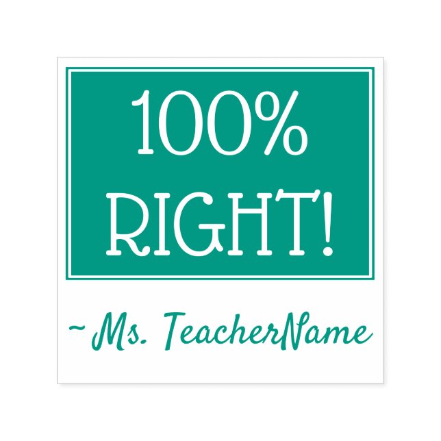 Fun "100% RIGHT!" Grading Rubber Stamp (Design)