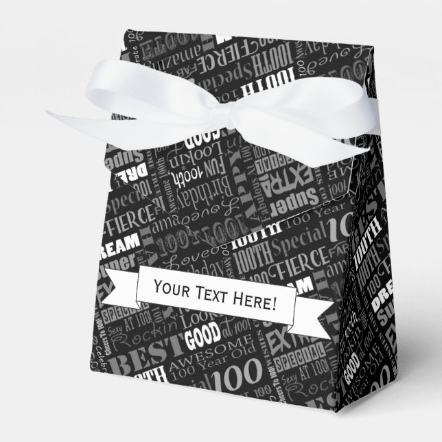Fun 100th Birthday Party Personalised Monogram Favour Box (Front Side)
