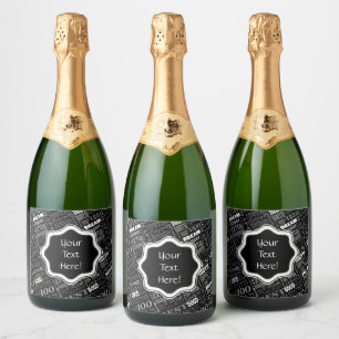Fun 100th Birthday Party Personalised Monogram Sparkling Wine Label