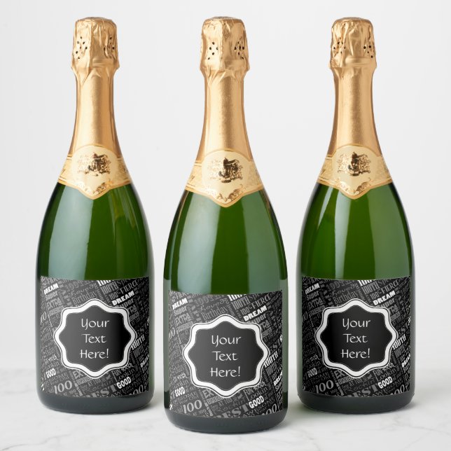 Fun 100th Birthday Party Personalised Monogram Sparkling Wine Label (Bottles)