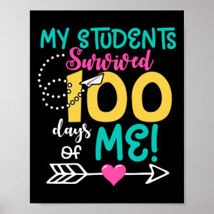 Fun 100th Day Of School My Student Survived 100 Da Poster