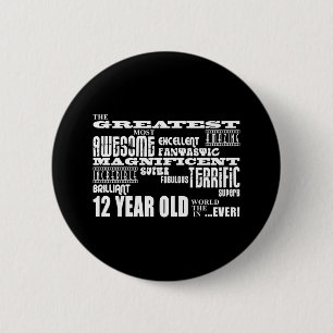 Fun 12th Birthday Party Greatest Twelve Year Old 6 Cm Round Badge