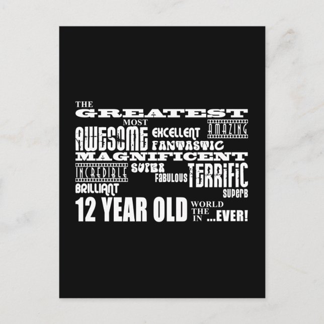 Fun 12th Birthday Party Greatest Twelve Year Old Postcard (Front)