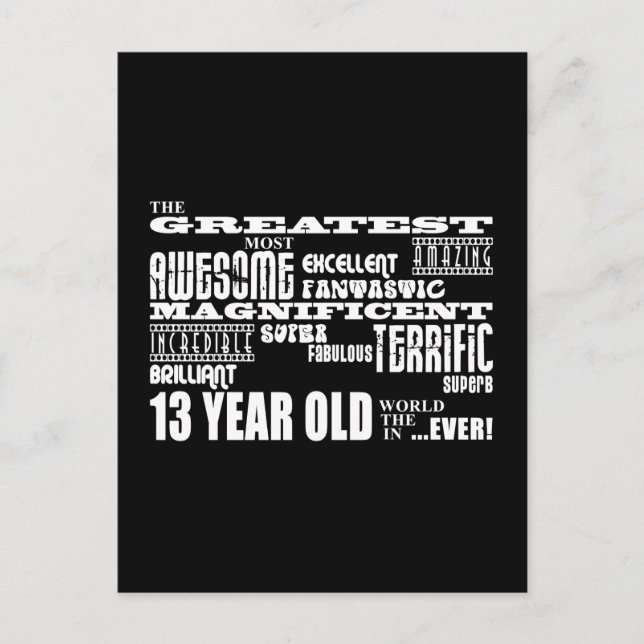 Fun 13th Birthday Party Greatest Thirteen Year Old Postcard (Front)