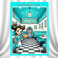 Fun 1950s Retro Diner Birthday Cake Aqua