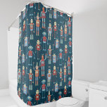 Fun 1950s Style Retro Robot Pattern Dark Shower Curtain<br><div class="desc">Cute and helpful looking retro 1950s style robots on a dark background.  Grandad probably made these in his shed.  Artificial Intelligence,  but not in a scary way.</div>