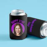 Fun 21st Birthday CUSTOM TEXT Photo Can Cooler<br><div class="desc">🥂 Create a Fun 21st Birthday can cooler with your text and photo. The ultimate toast for your big day! 🎉 #Customfavor #21stBirthdayBash Fun birthday photo can cooler in a retro modern design. Year is customisable to suit any birthday year, whether it be your 21st, 30th, 40th, 50th or 60th...</div>