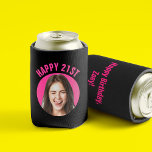 Fun 21st Birthday CUSTOM TEXT Photo Can Cooler<br><div class="desc">🥂 Create a Fun 21st Birthday can cooler with your text and photo. The ultimate toast for your big day! 🎉 #Customfavor #21stBirthdayBash Fun birthday photo can cooler in a retro modern design. Year is customisable to suit any birthday year, whether it be your 21st, 30th, 40th, 50th or 60th...</div>