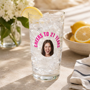 Fun 21st Birthday CUSTOM TEXT Photo Glass