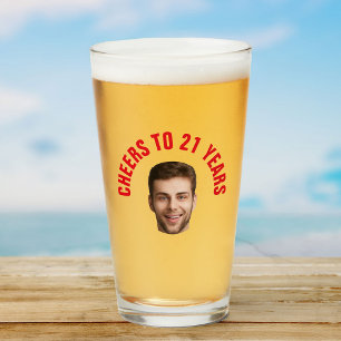 Fun 21st Birthday CUSTOM TEXT Photo Glass