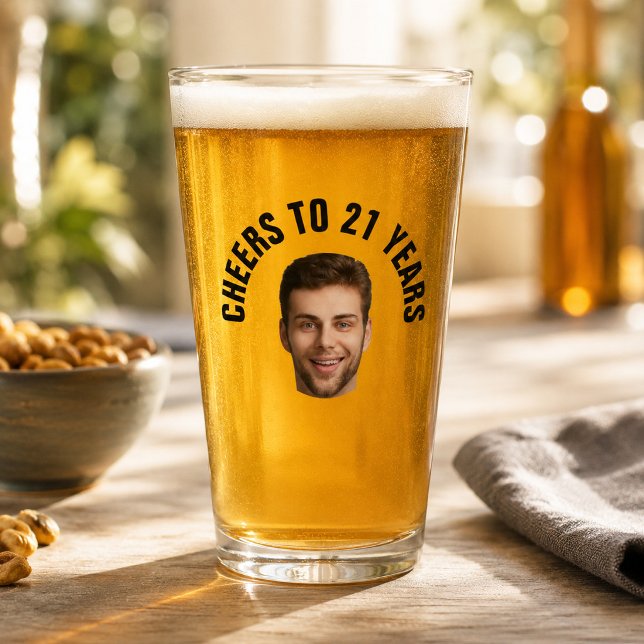 Fun 21st Birthday CUSTOM TEXT Photo Pint Glass (Creator Uploaded)