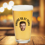 Fun 21st Birthday CUSTOM TEXT Photo Pint Glass<br><div class="desc">Cheers to 21! 🍻 Personalise a Fun 21st Birthday Pint Glass with custom text and cutout photo. The perfect way to celebrate your big day in style! Let the good times flow. 🎉 #CustomPintGlass #21stBirthdayBash Fun birthday photo pint glass in a retro modern red cutout photo design. The year is...</div>