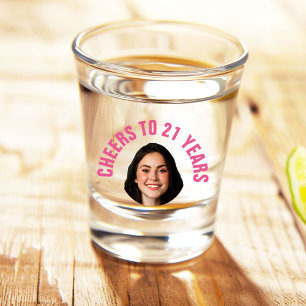 Fun 21st Birthday CUSTOM TEXT Photo  Shot Glass