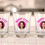 Fun 21st Birthday CUSTOM TEXT Photo Shot Glass<br><div class="desc">🥂 Create a Fun 21st Birthday Shot Glass with your text and photo. The ultimate toast for your big day! 🎉 #CustomShotGlass #21stBirthdayBash Fun birthday photo shot glass in a retro modern design. Year is customisable to suit any birthday year, wether it be your 21st, 30th, 40th, 50th or 60th...</div>