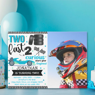 Fun 2nd Birthday Race Car Driver with Photo Invitation