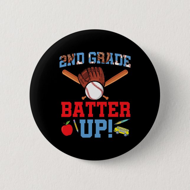 Fun 2nd Grade Baseball Player First Day Of School  6 Cm Round Badge (Front)