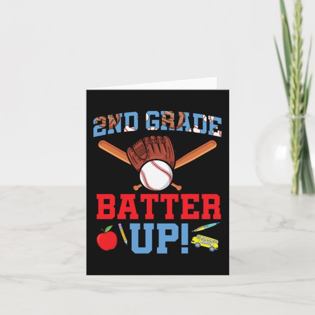 Fun 2nd Grade Baseball Player First Day Of School  Card (Front)