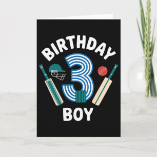 Fun 3rd Birthday Cricket Boys Kids 3 Year Old Cric Card
