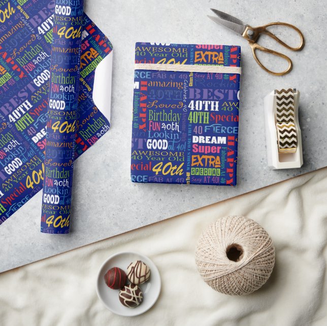 Fun 40th Birthday Party Personalised Monogram Wrapping Paper (Crafts)